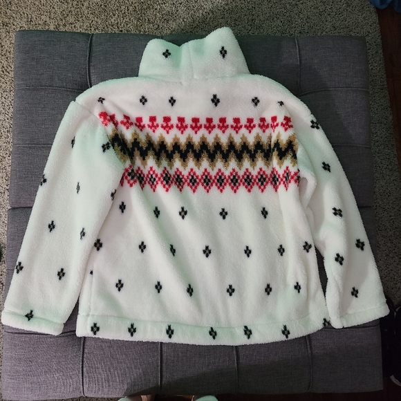 LOFT Fair Isle Mock Neck Sherpa Top, Size Large - Picture 2 of 16